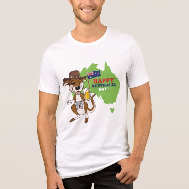 Happy Australia Day Kangaroo Koala Tri-Blend Shirt (Vorderseite)