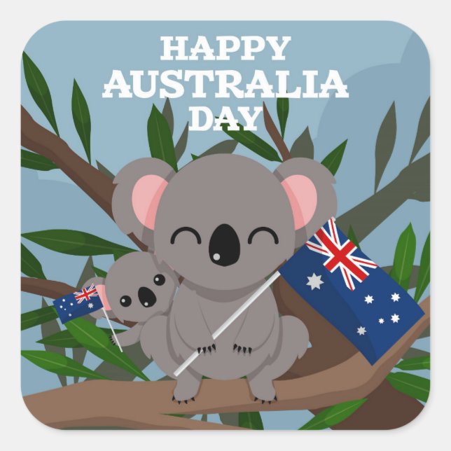 Happy Australia Day Quadratischer Aufkleber (Vorderseite)