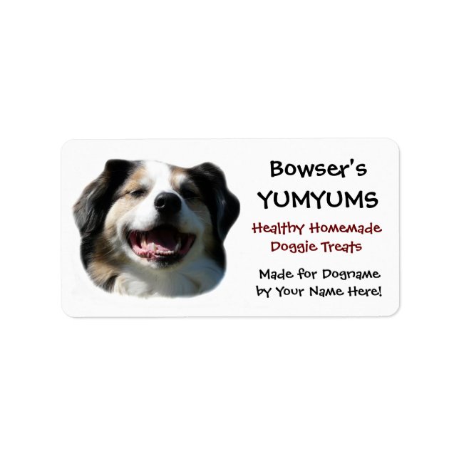 Happy Australian Shepherd Custom Dog Leckereien La Adressaufkleber (Vorne)