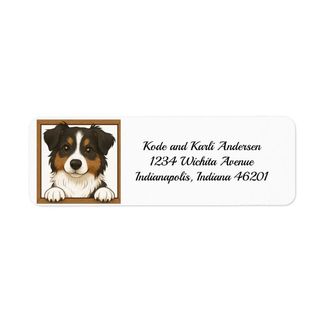 Happy Australian Shepherd Return Address Label (Vorne)
