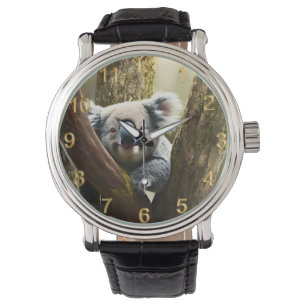 Happy australische Koala in Tree, Wrist Watch Armbanduhr