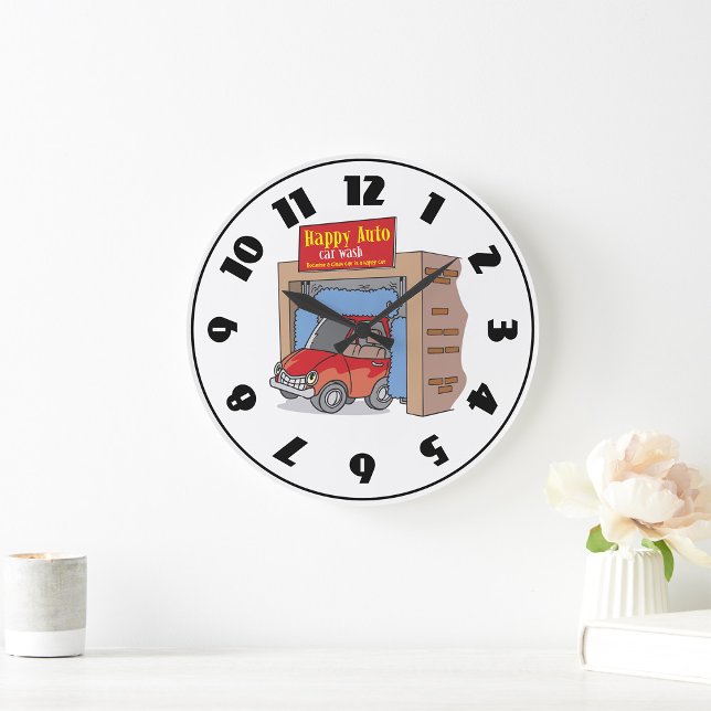 Happy Auto Wash Clock Große Wanduhr (Von Creator hochgeladen)