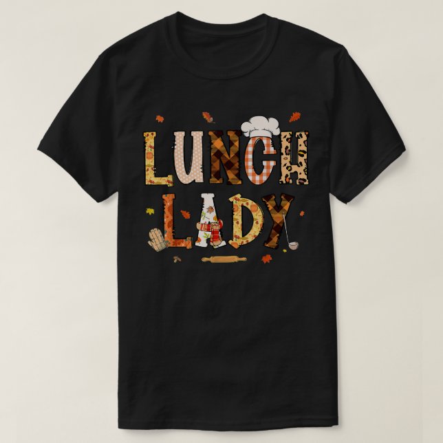 Happy Autumn Fall Lunch Lady , Leopard  T-Shirt (Design vorne)