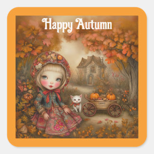 Happy Autumn Square Aufkleber