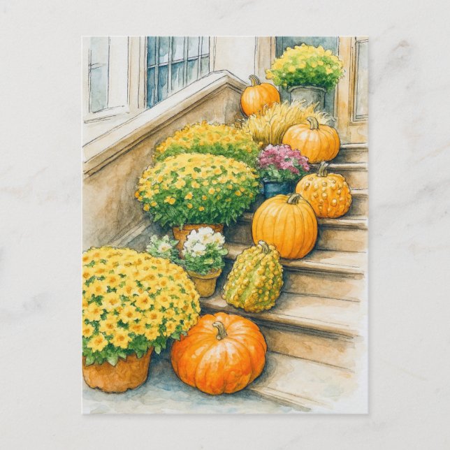 Happy Autumn Thanksgiving Pumpkin Postcard Postkarte (Vorderseite)