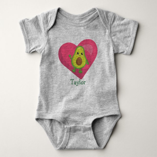 Happy Avocado Rosa Herz Baby Strampler (Vorderseite)