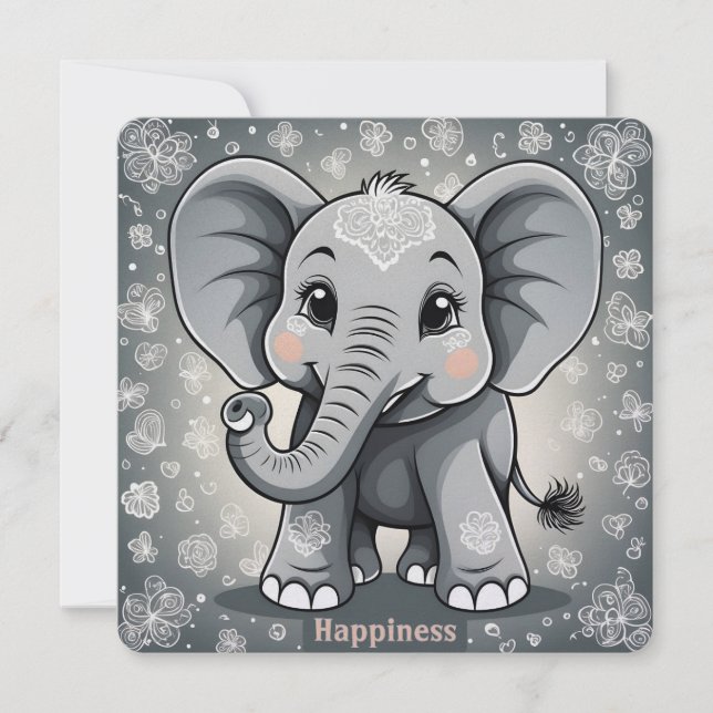 Happy Baby Elephant AI Fantasy Digital Art (Vorderseite)