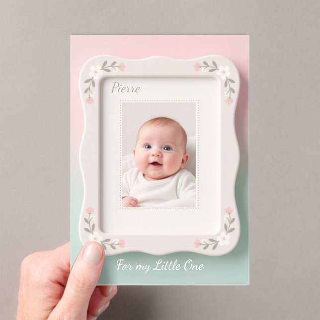 Happy Baby Floral Pink Green Frame Acryleinladungen (Insitu (Handheld))