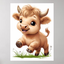 Happy Baby Highland Cow Kinderzimmer Art