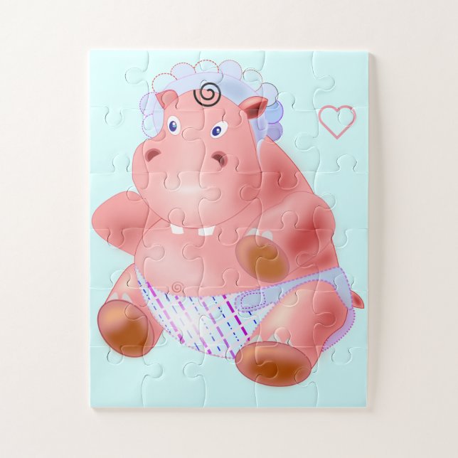 Happy Baby Hippo Puzzle (Vertikal)