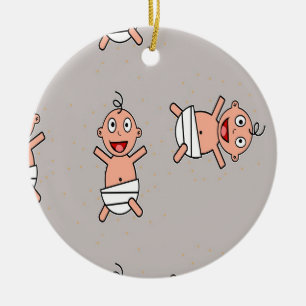 Happy Baby mit Windeln auf grau Keramik Ornament