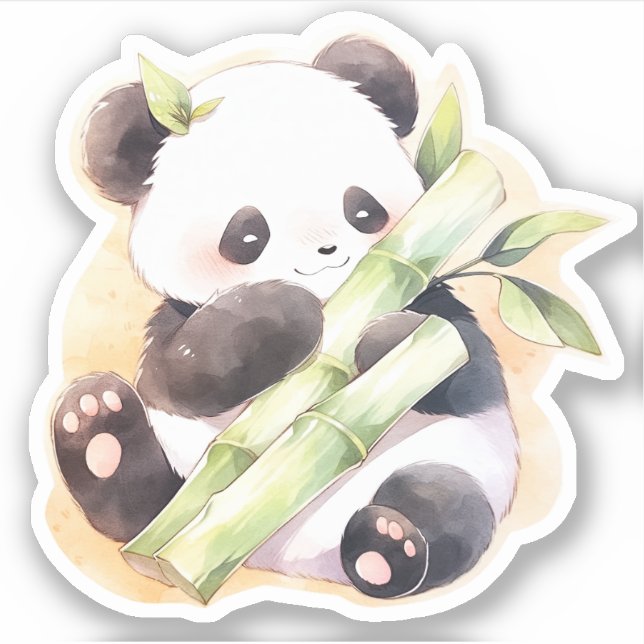 Happy Baby Panda mit Bamboo Aufkleber (Vorderseite)