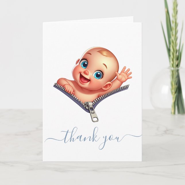 Happy Baby Peeking out Baby Dusche Vielen Dank Karte (Vorderseite)