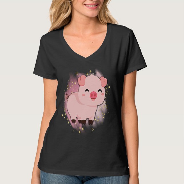 Happy Baby Piggy National Pig Day T-Shirt (Vorderseite)