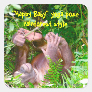 Happy Baby Rainforest Yoga Quadratischer Aufkleber