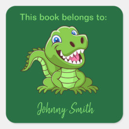 Happy Baby T-Rex Dinosaur Design Buchzeichen Stick Quadratischer Aufkleber