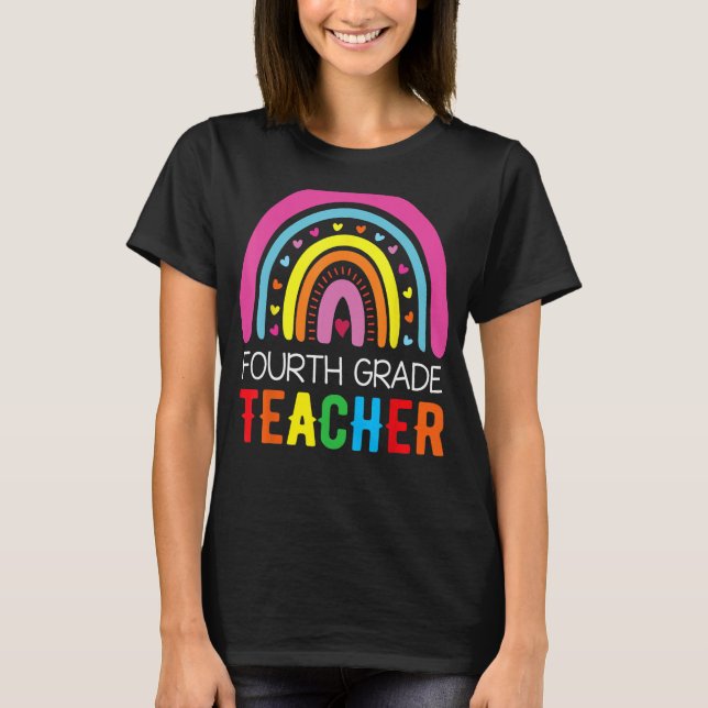 Happy Back To School 4th Fourth Grade Team Rainbow T-Shirt (Vorderseite)