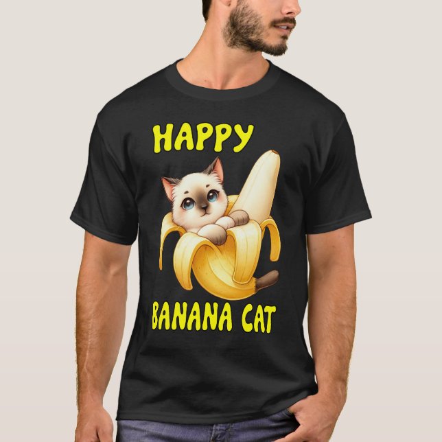 Happy Banana Cat: Schälen Sie das Glück T-Shirt (Vorderseite)