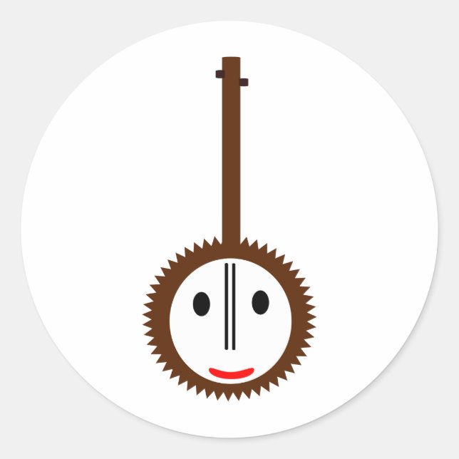 Happy Banjo Runder Aufkleber (Vorderseite)