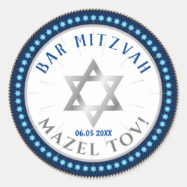 Happy Bar Mitzvah 20XX Blue Decorative Runder Aufkleber