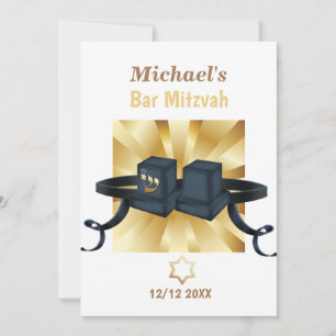 Happy Bar Mitzvah 20XX Gold Dekorative Einladung