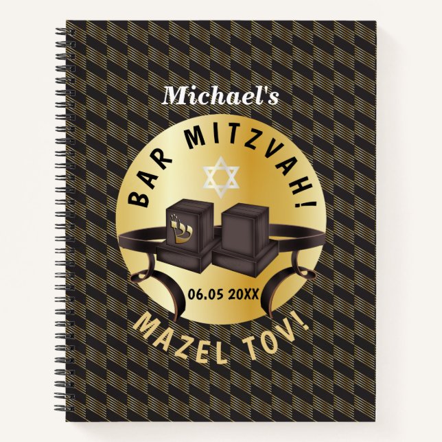 Happy Bar Mitzvah 20XX Gold Vielen Dank Notizbuch (Vorderseite)