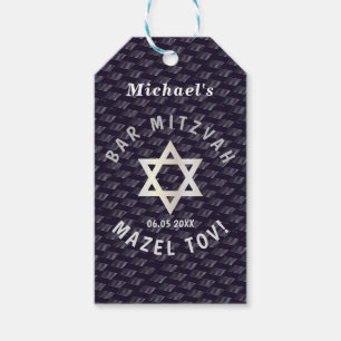 Happy Bar Mitzvah 20XX navy blaue Stilmuster Geschenkanhänger