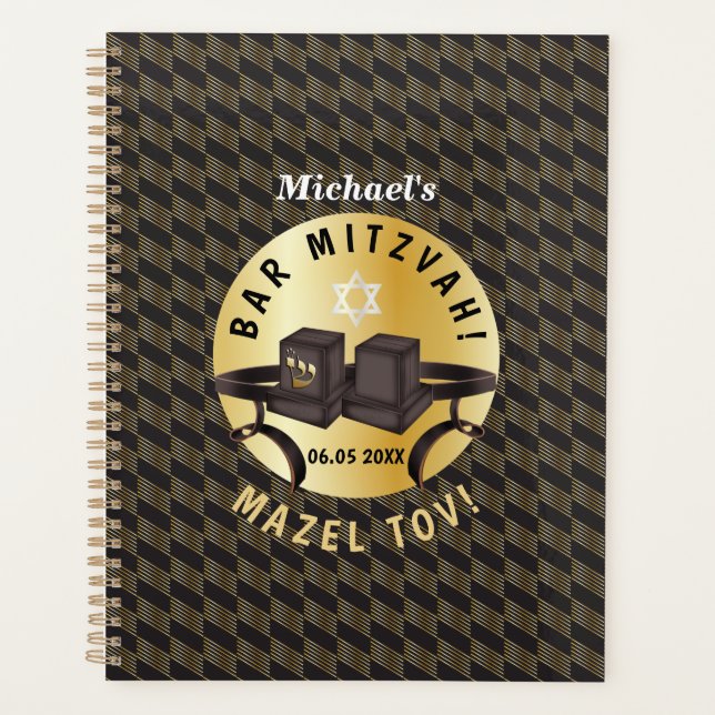 Happy Bar Mitzvah 20XX Tefillin Gold Decorative Planer (Vorderseite)