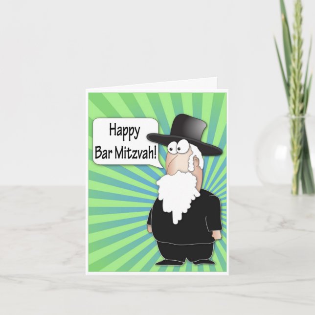 Happy Bar Mitzvah Grußkarte - Funny Rabbi Karte (Vorderseite)