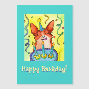Happy Barkday! Corgi Birthday Card Magnetkarte