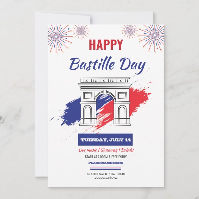 Happy Bastille Day Template Einladung (Vorderseite)
