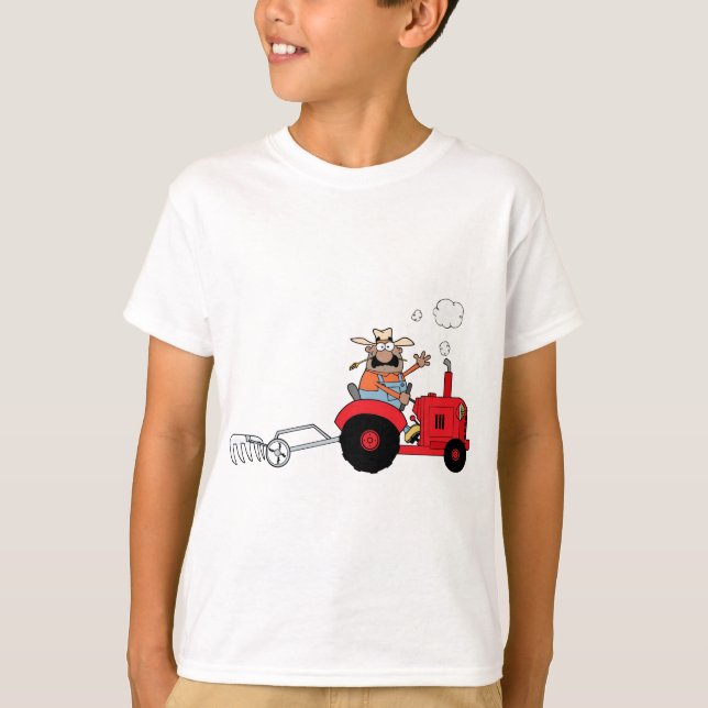 Happy Bauer mit einem Traktor T-Shirt (Vorderseite)