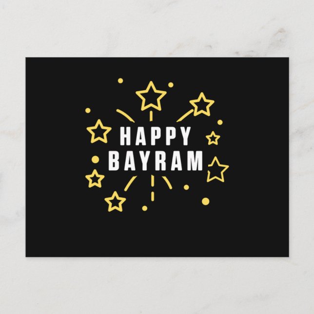 Happy Bayram Islam Moslem Allah Moschee Gott Gesch Postkarte (Vorderseite)