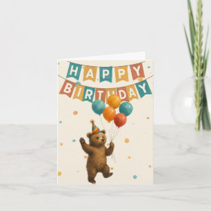 Happy Bear Birthday Card - Niedliches Party Tier Karte