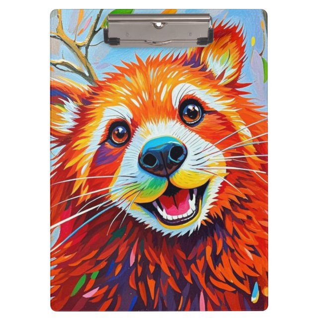 Happy Bear Expressive abstrakte Tierkunst Klemmbrett (Vorderseite)