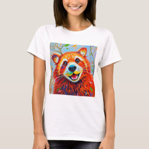 Happy Bear Expressive abstrakte Tierkunst T-Shirt