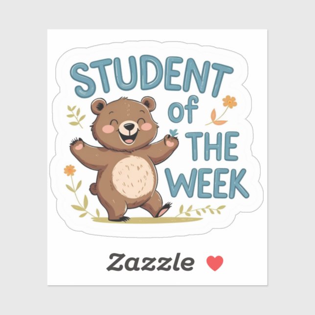 Happy Bear "Student of the Week" Reward Sticker  (Blatt)