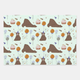 Happy Bear-thday Woodland Bär Geburtstag Geschenkpapier Set