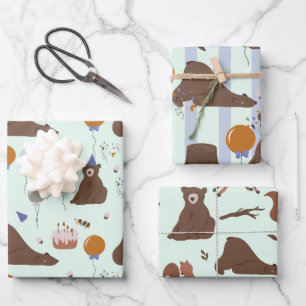 Happy Bear-thday Woodland Bär Geburtstag Geschenkpapier Set