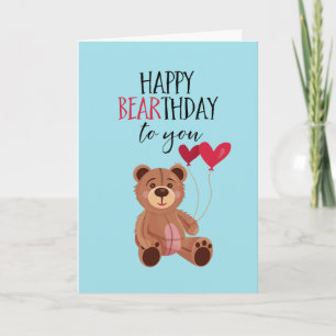 Happy Bearthday Niedlich Teddy Bear Pun Funny Gebu Karte