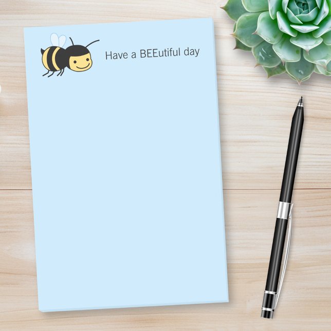 Happy Bee BEEutiful (Beautiful) Day Blue Post-it Klebezettel (Von Creator hochgeladen)