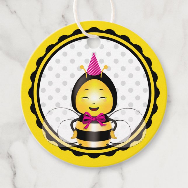 Happy Bee Circle Tag für Mädchen Geschenkanhänger (Vorderseite)