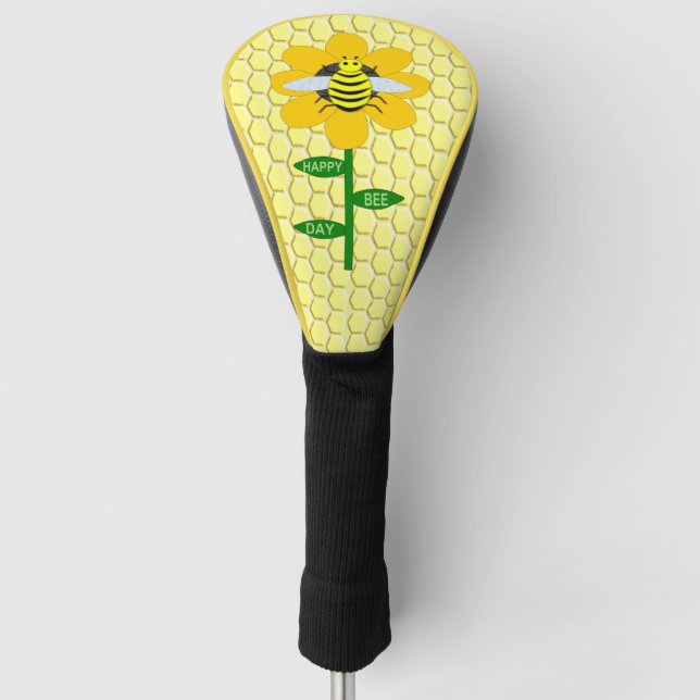 Happy Bee Day Birthday Bumblebee Golf Headcover (Vorderseite)