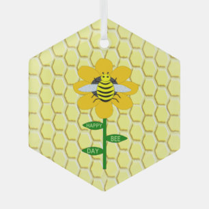 Happy Bee Day Birthday Bumblebee Ornament Aus Glas