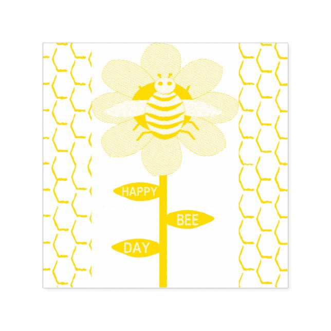 Happy Bee Day Birthday Bumblebee Permastempel (Design)