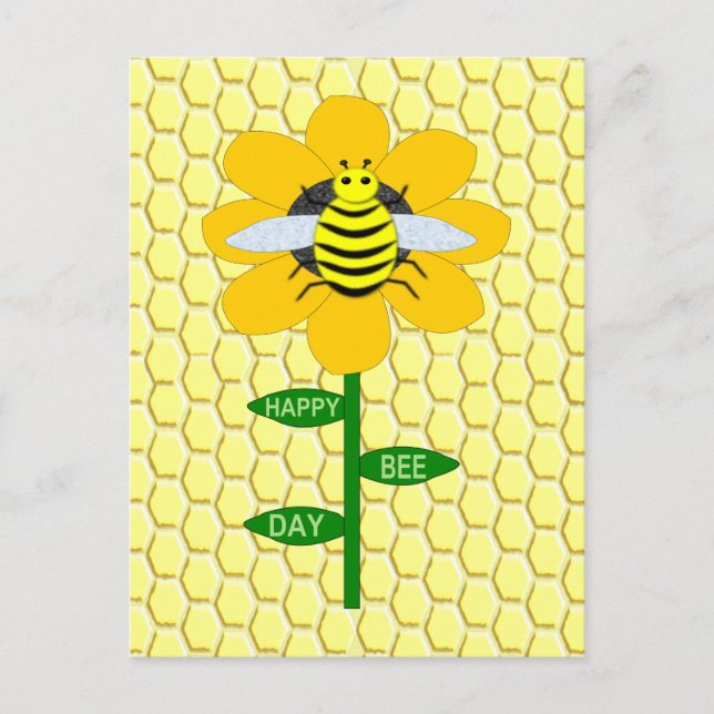 Happy Bee Day Birthday Bumblebee Postkarte (Vorderseite)
