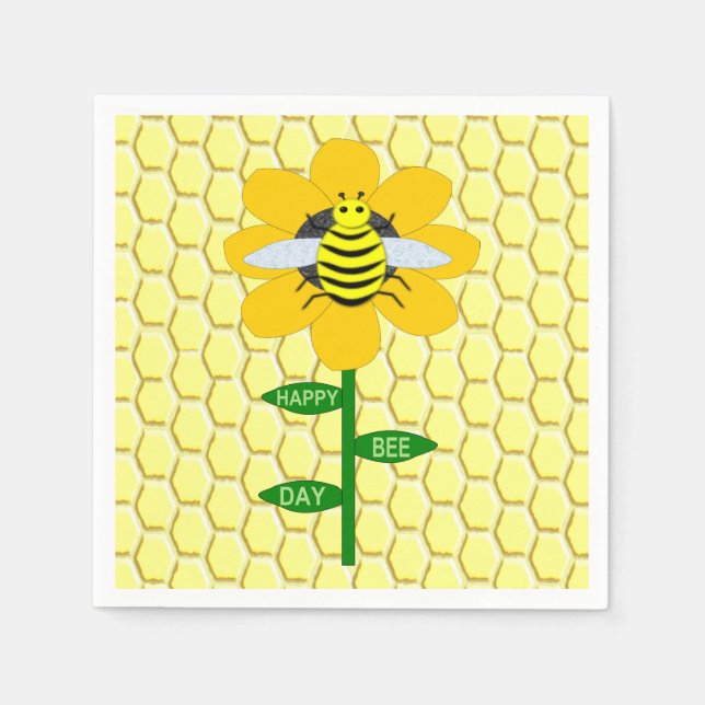 Happy Bee Day Birthday Bumblebee Serviette (Vorderseite)
