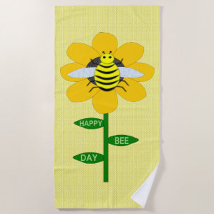 Happy Bee Day Birthday Bumblebee Strandtuch