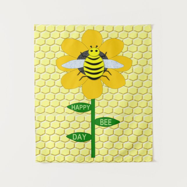 Happy Bee Day Birthday Bumblebee Wandteppich (Vorderseite)