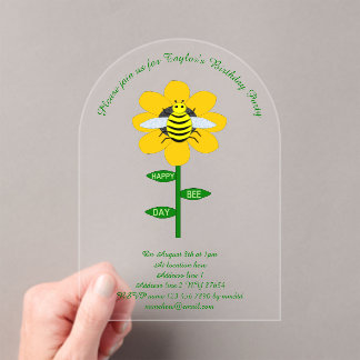 Happy Bee Day Birthday Hummel Custom Acryleinladungen